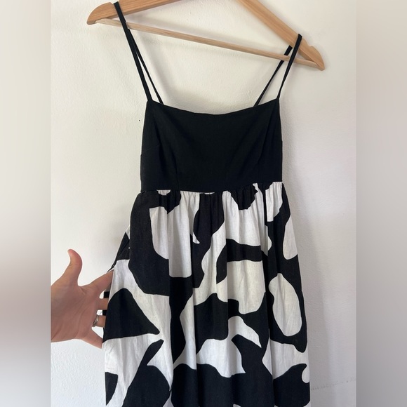 Abercrombie & Fitch Black & White Linen Blend Tie‎ Back Maxi Dress Size XS - Picture 4 of 11